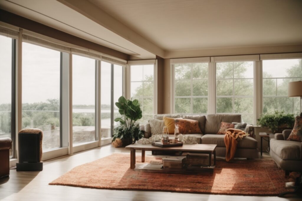 interior cozy living room with climate control window film during summer in Baltimore