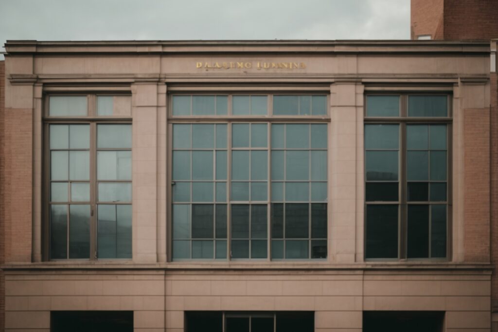 Baltimore building with broken windows showcasing security window film effectiveness