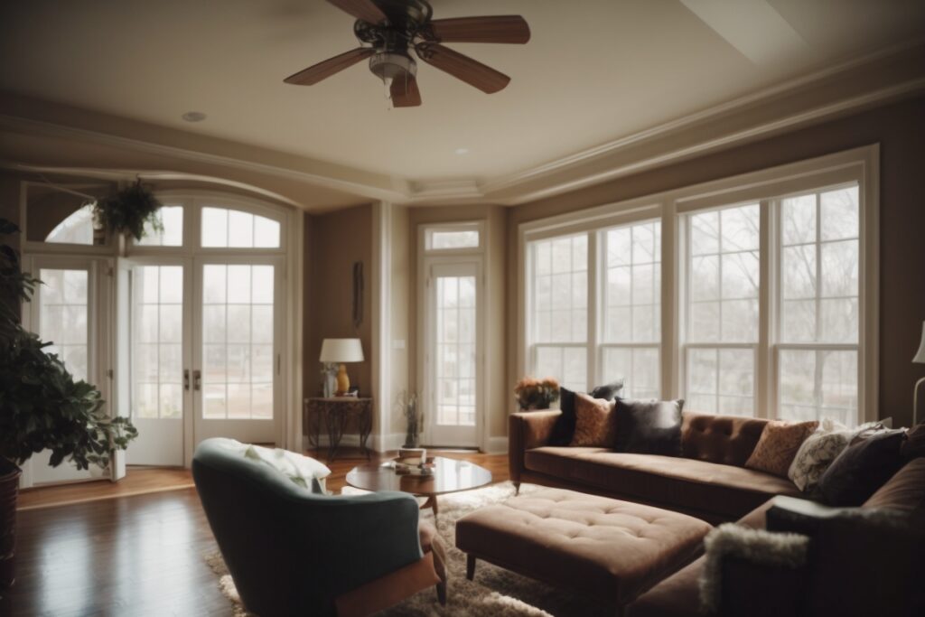 Baltimore home interior with natural light and opaque windows