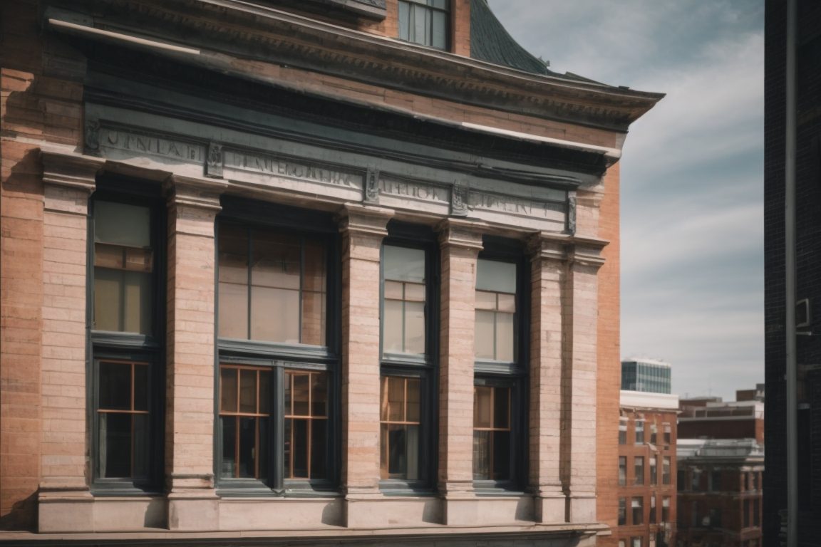 Historic Baltimore building with energy-saving window film