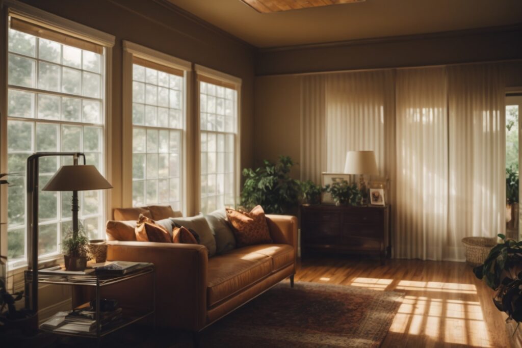 Baltimore home interior with heat blocking window films during summer