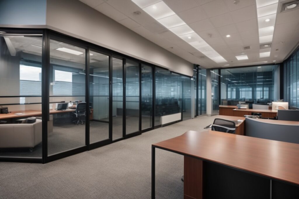 Modern commercial office interior in Baltimore with customized window film