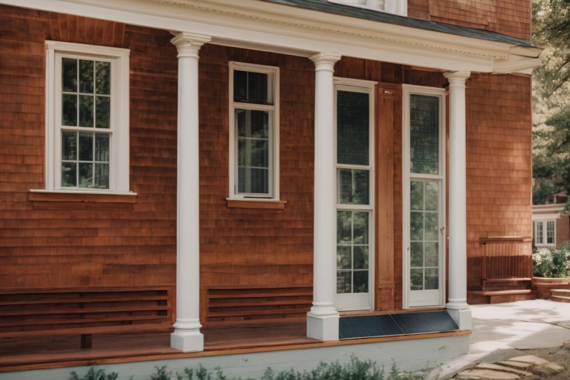 Exterior of a historic Baltimore home with visible solar window film