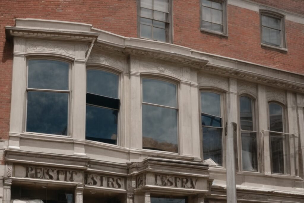 Exterior view of a historic Baltimore building with heat blocking window film