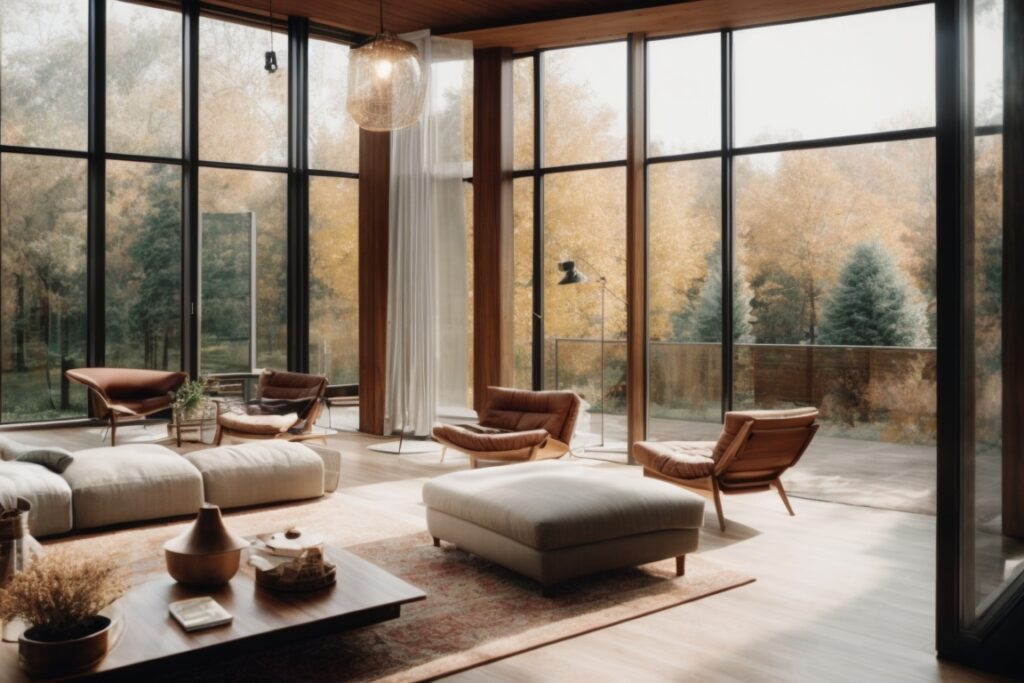 modern home with energy-efficient window film, summer and winter climate visuals