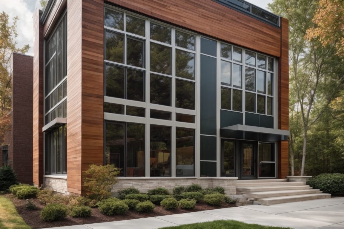 Modern Baltimore home exterior with heat control window film