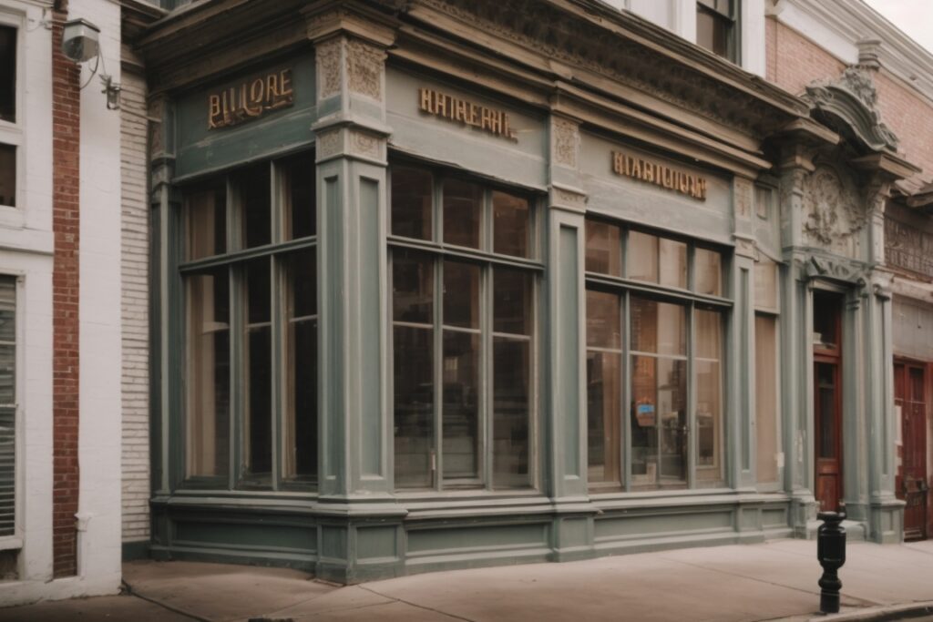 Historic Baltimore building with low-e glass and fading interiors